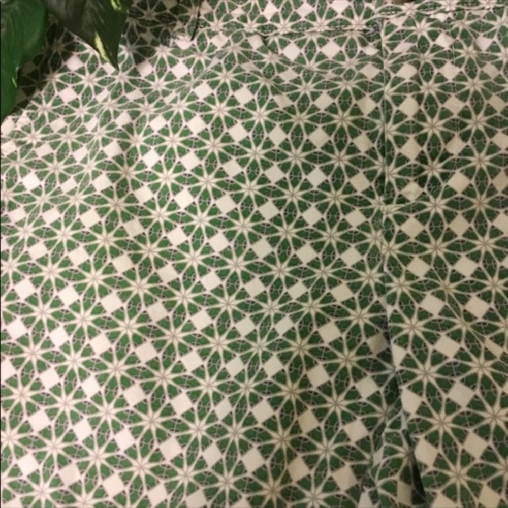 Banana Republic Green & White Geo Print Cotton Preppy Shorts Pockets 2 - Picture 4 of 7